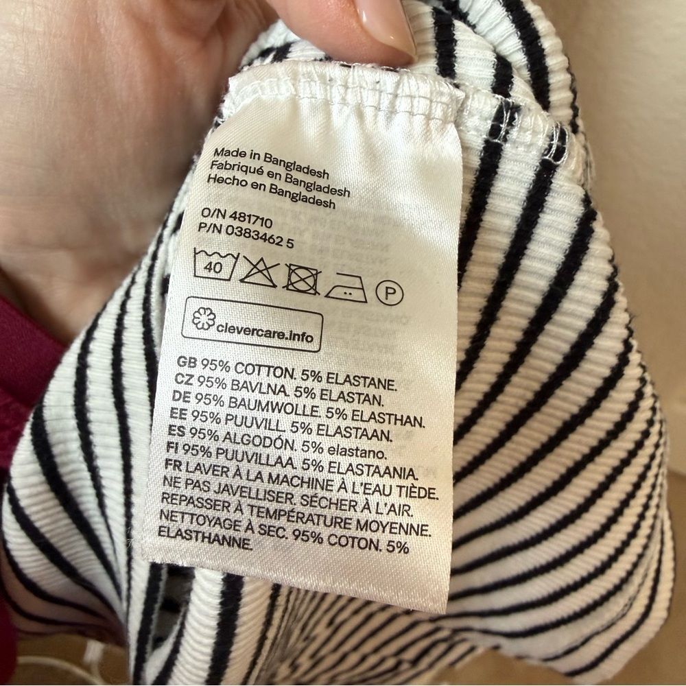 H&M Basic Black and White Striped Ribbed Mini Dress Size Large - Picture 4 of 4